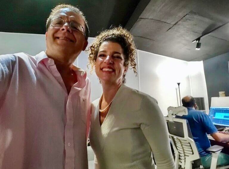 Arnaldo DeSouteiro & Giana Viscardi - During the recording sessions for the "Brazilian Match" album